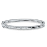 14K Rose Gold Diamond Border Hinged Bangle (Small)