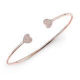Double Heart Diamond Bangle-Bangles-majolie-Rose Gold-
