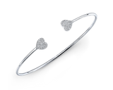 Double Heart Diamond Bangle-Bangles-majolie-White Gold-