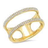 14K White Gold Double Row Diamond Ring-Rings-Maurice's Jewelers-Yellow Gold-