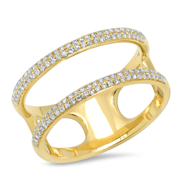 14K Yellow Gold Double Row Diamond Ring