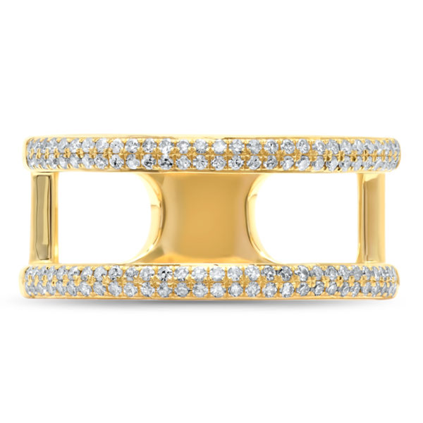 14K Yellow Gold Double Row Diamond Ring