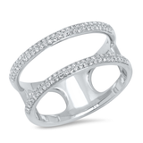 14K White Gold Double Row Diamond Ring-Rings-Maurice's Jewelers-White Gold-