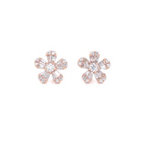 14K White Gold Diamond Flower Earrings (X-Small)