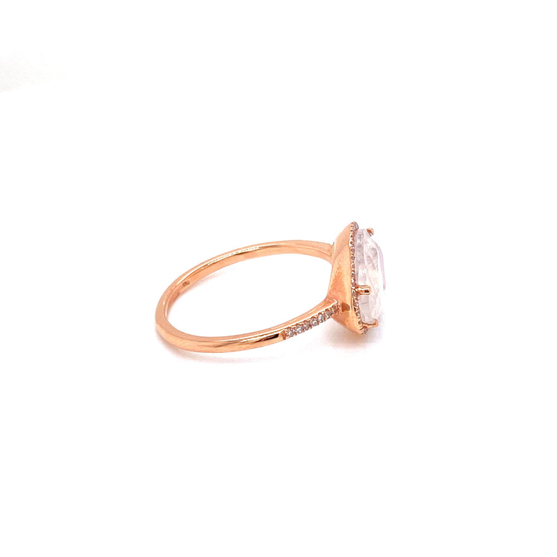 14K Rose Gold Diamond + Rainbow Moonstone Ring-Rings-Maurice's Jewelers-