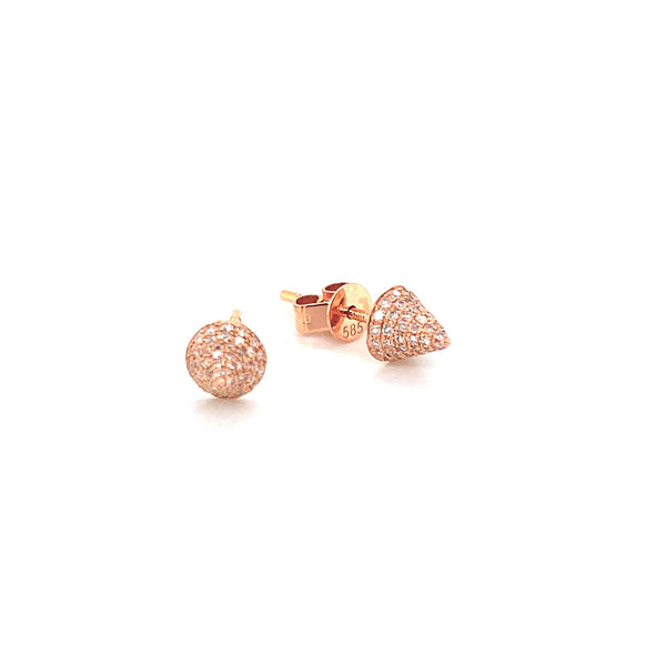 14K Rose Gold Diamond Mini Spike Earrings
