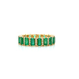 14K Yellow Gold Diamond + Emerald Eternity Ring-Rings-majolie-