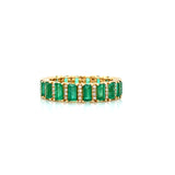 14K Yellow Gold Diamond + Emerald Eternity Ring