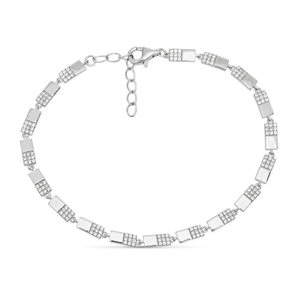 14K White Gold Diamond Half Bar Bracelet