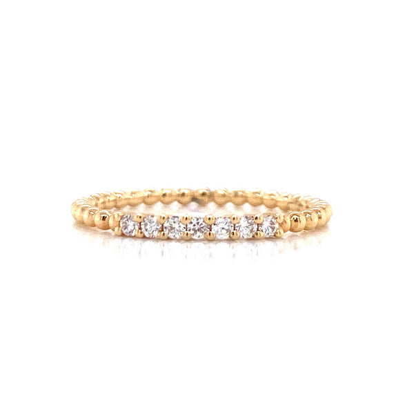 14K Yellow Gold Diamond Top Beaded Ring