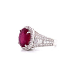 18K White Gold Diamond + Oval Ruby Ring