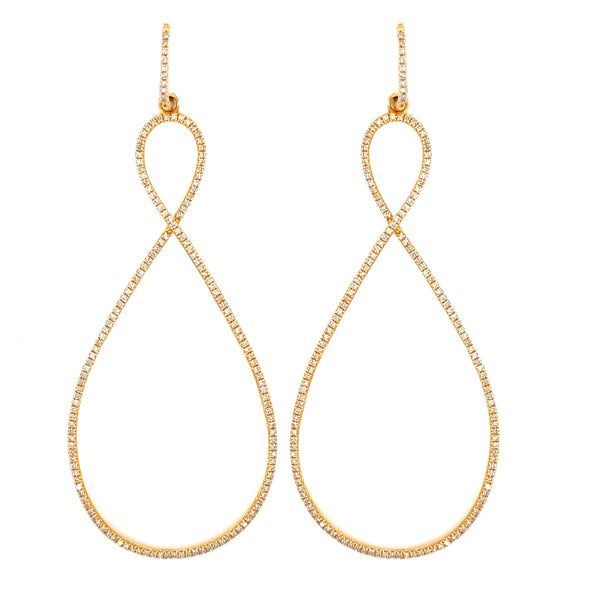 14K Yellow Gold Diamond Infinity Dangle Earrings