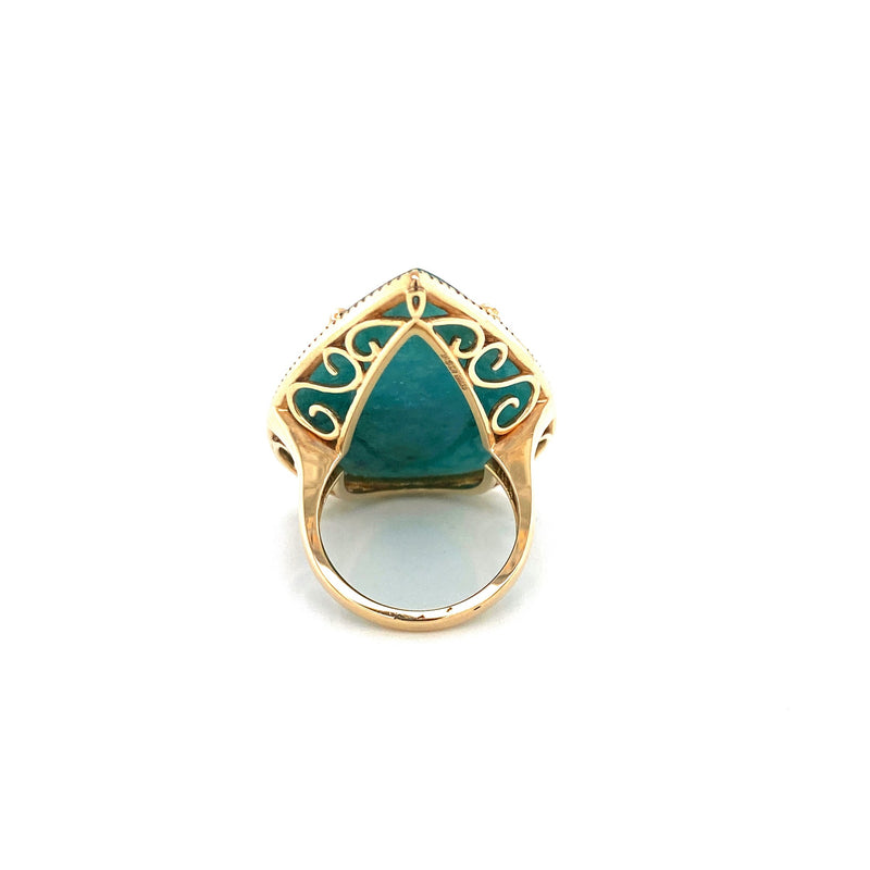 14K Yellow Gold Diamond + Tourmaline Teardrop Ring-Rings-GETANA & CO-