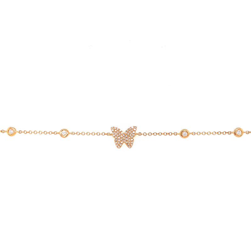 14K Yellow Gold Diamond Butterfly & Diamond By The Yard Bracelet-Bracelets-majolie-