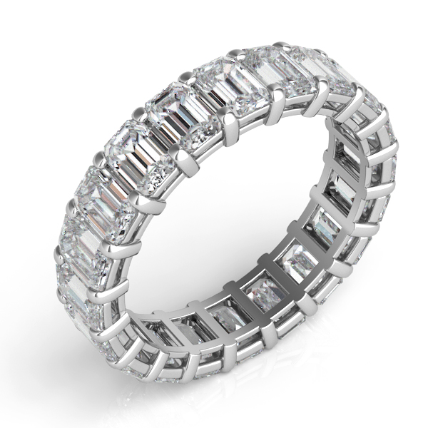 18K White Gold Emerald Cut Diamond Eternity Band