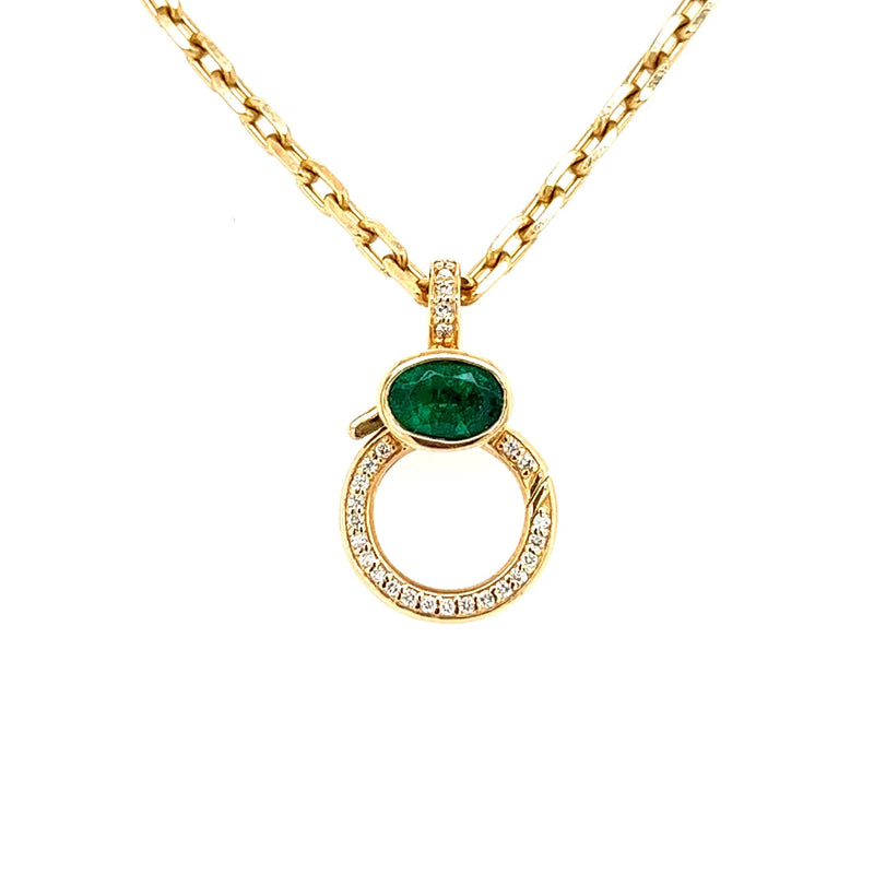14k Yellow Gold Diamond & Emerald Oval
