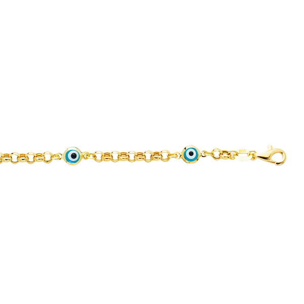 14k Yellow Evil Eye Bracelet- 5.5"