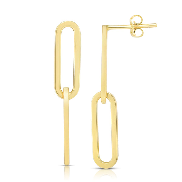 14k Yellow Gold Oval Paper Clip Earrings-EARRINGS-MAURICE'S JEWELERS-
