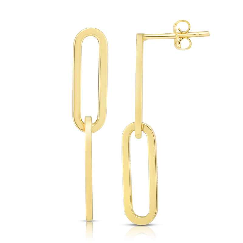 14k Yellow Gold Oval Paper Clip Earrings-EARRINGS-MAURICE'S JEWELERS-