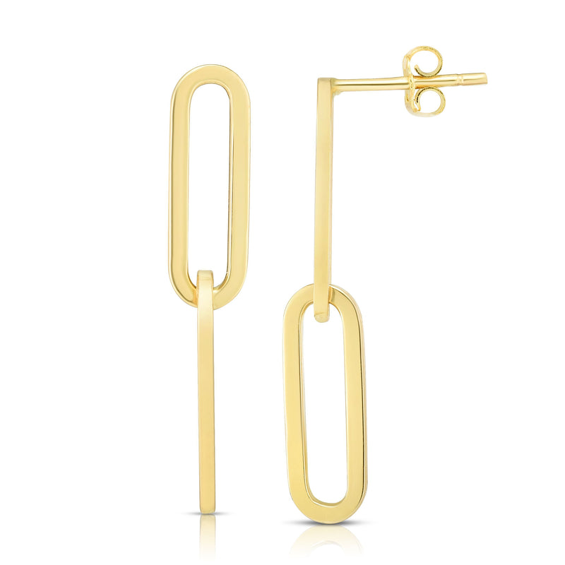 14k Yellow Gold Oval Paper Clip Earrings