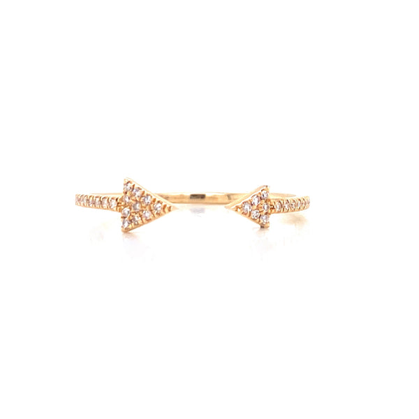 14K Yellow Gold Diamond Double Arrow Ring-Rings-majolie-