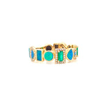 14K Yellow Gold Diamond + Emerald + Opal Multi Shape Ring-Rings-majolie-