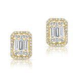 Fancy Baguette Diamond Stud Earrings-Earrings-majolie-Yellow Gold-