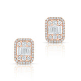 Fancy Baguette Diamond Stud Earrings-Earrings-majolie-Rose Gold-