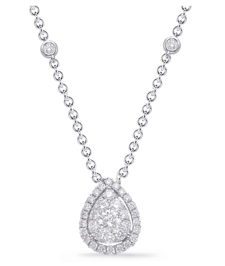 14K Rose Gold Fancy Pear Diamond Cluster Necklace