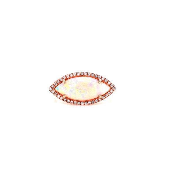 14K Rose Gold Diamond + Opal Marquise Ring-Rings-Maurice's Jewelers-