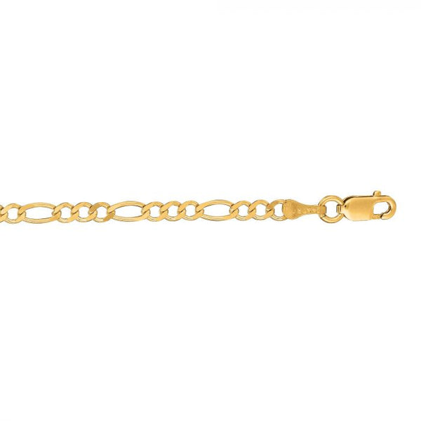 Yellow 14K Gold 3.1mm Polished Figaro Chain