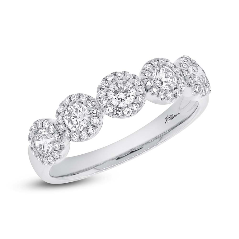 14K Yellow Gold Five Diamond Halo Band-Rings-Maurice's Jewelers-White Gold-4-