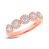 14K Rose Gold Five Diamond Halo Band