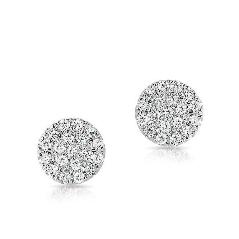 14k Yellow Gold Flat Mini Disc Diamond Earrings-earrings-majolie-White Gold-