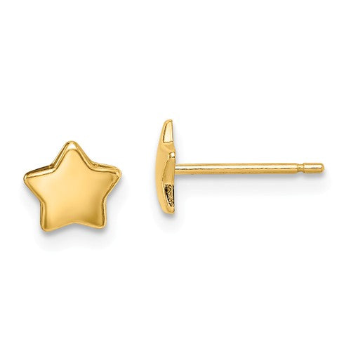 14K Yellow Gold Children's Star Earrings