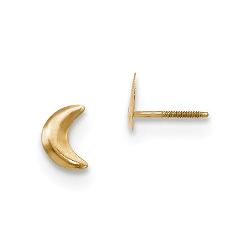 Baby Yellow Gold Moon Earrings