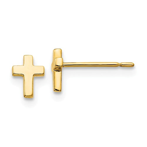 14K Yellow Gold Children's Cross Earrings