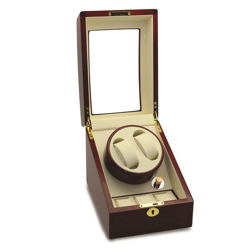 Rotations High Gloss Red Burlwood Finish 2-Watch Winder