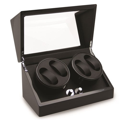 Rotations High Gloss Black Finish 4-Watch Winder-WATCH WINDER-Maurice's Jewelers-