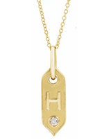 14K Yellow Initial Diamond Tag Necklace-Necklaces-Maurice's Jewelers-H-