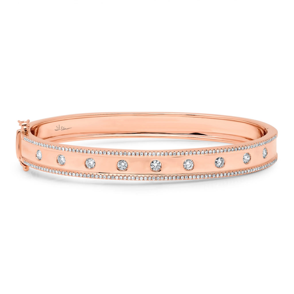 14K White Gold High Polished Diamond "Lights" Bangle-Bracelets-Maurice's Jewelers-Rose Gold-