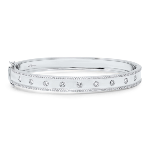 14K White Gold High Polished Diamond "Lights" Bangle-Bracelets-Maurice's Jewelers-White Gold-