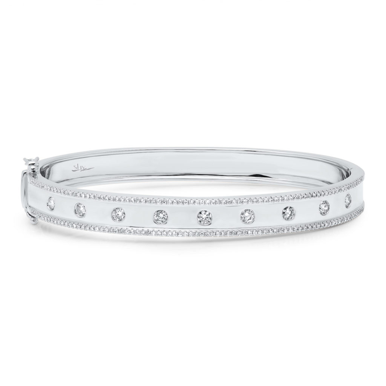 14K White Gold High Polished Diamond "Lights" Bangle-Bracelets-Maurice's Jewelers-White Gold-