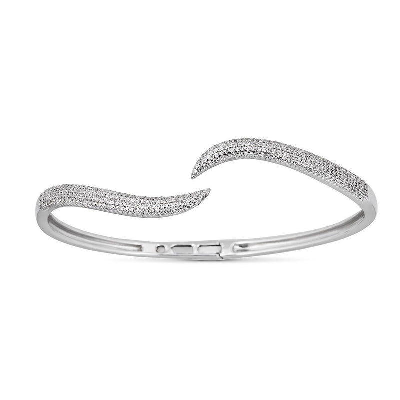14K Yellow Gold Diamond Wavy Hinged Bangle-Bracelets-Maurice's Jewelers-WHITE GOLD-