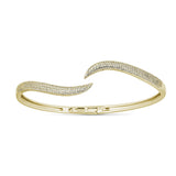 14K Yellow Gold Diamond Wavy Hinged Bangle-Bracelets-Maurice's Jewelers-YELLOW GOLD-
