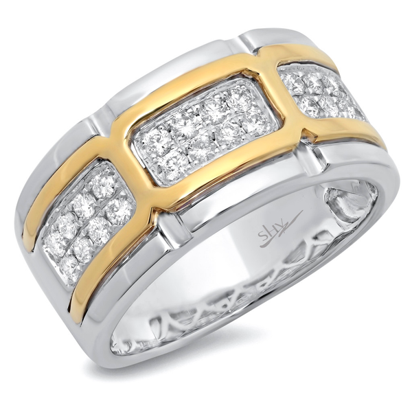 14K Two-Tone Gold Diamond Men's Band