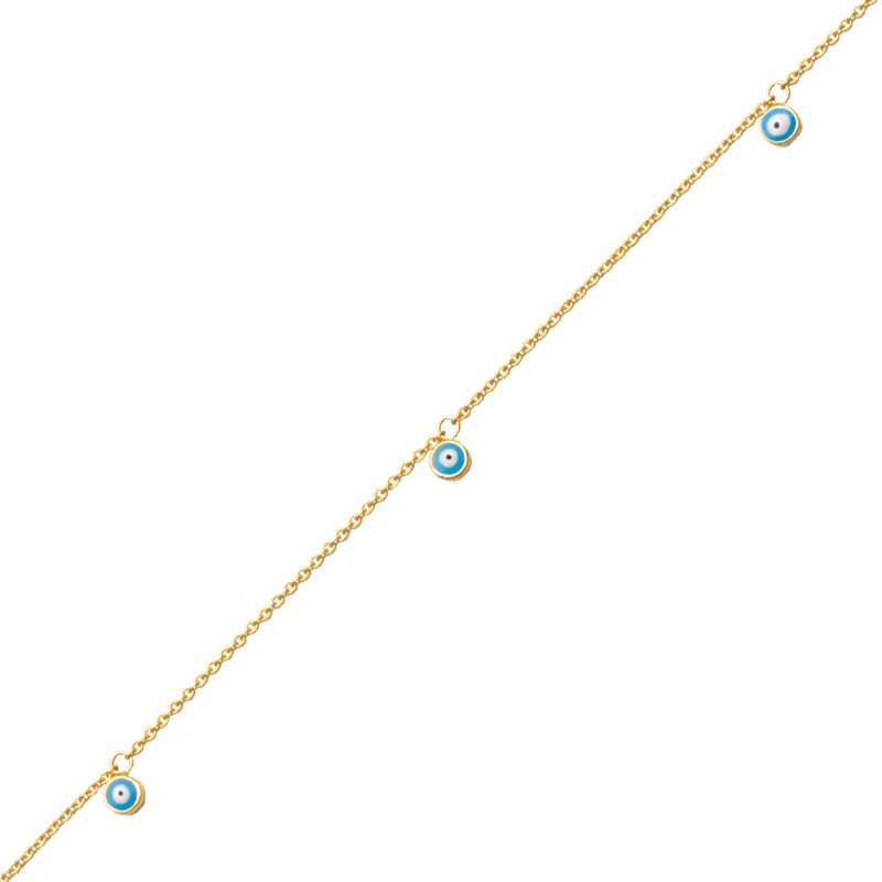 14K Yellow Gold Evil Eye Dangle Anklet-Anklet-Maurice's Jewelers-