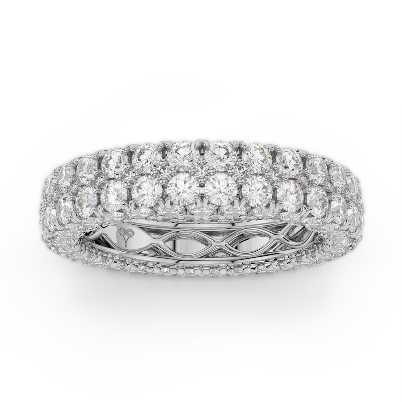 18K White Gold Diamond Double Row Seamless Collection Eternity Band-Rings-Maurice's Jewelers-