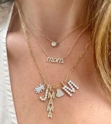 14k Yellow Gold Pearl Initial “K” With Diamond Bail Pendant-Charms & Pendants-superbell-