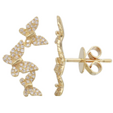 14K Rose Gold Diamond Triple Butterfly Earrings